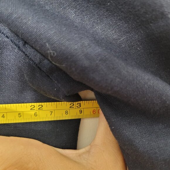 Norton McNaughton 💚 Navy Blue Woven Linen Blend Blazer Jacket Casual Lined 14 - Picture 8 of 8